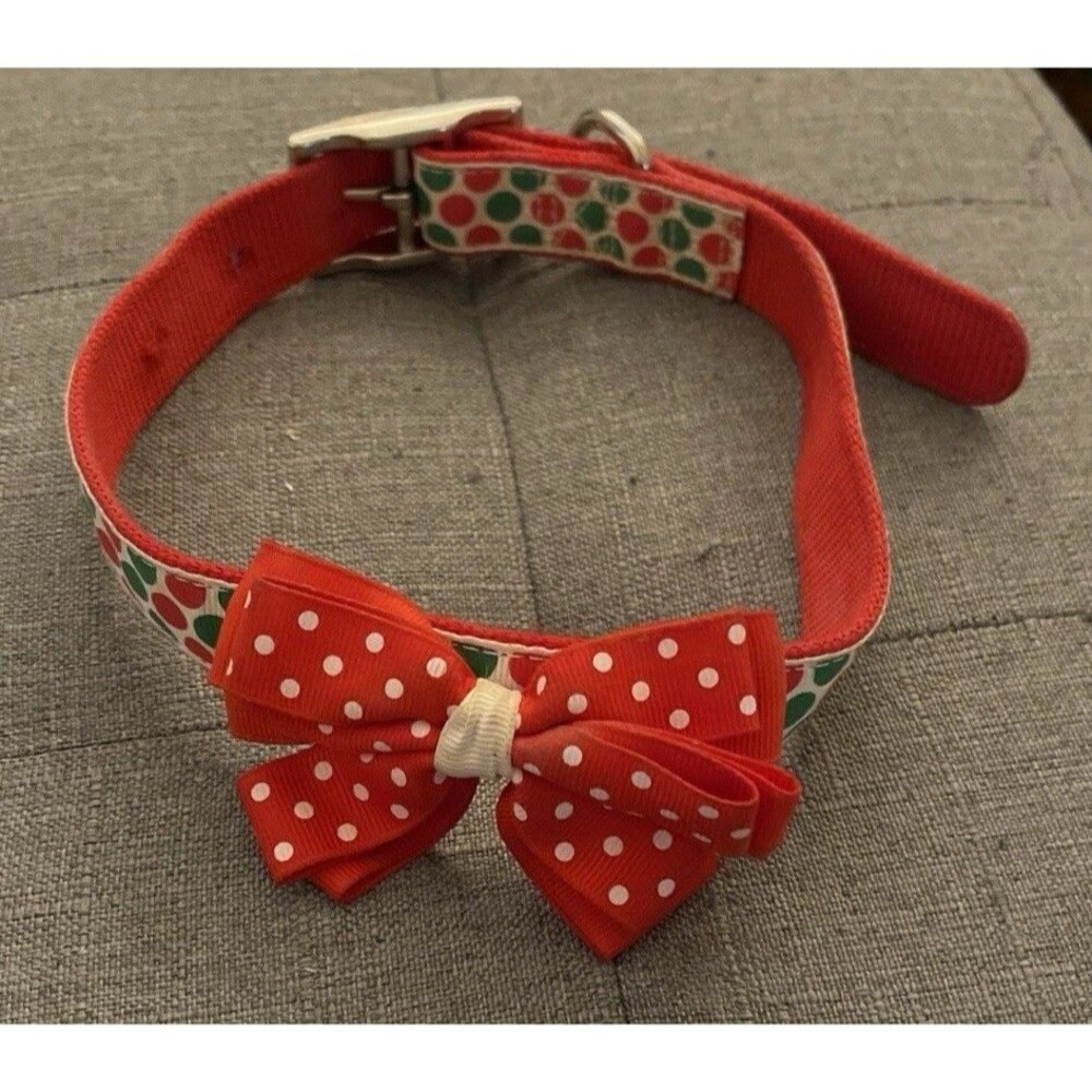 XL Christmas Themed Dog Collar With Bow 27.5 in Length
